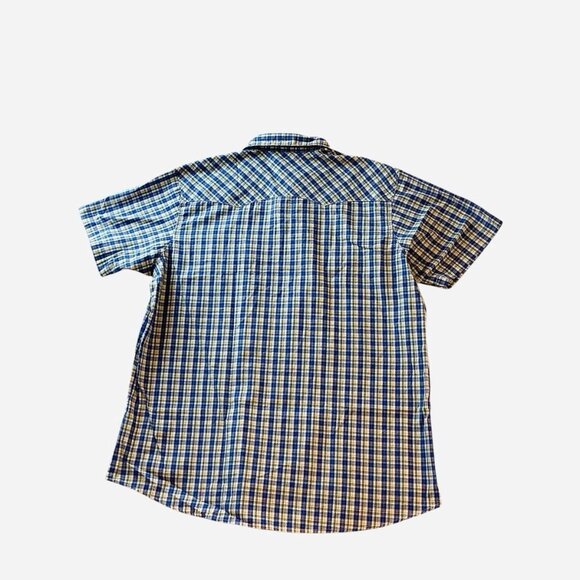 Wrangler Wrancher Pearl Snap Short Sleeve Blue Plaid Shirt Mens Size 2XT - Picture 10 of 11